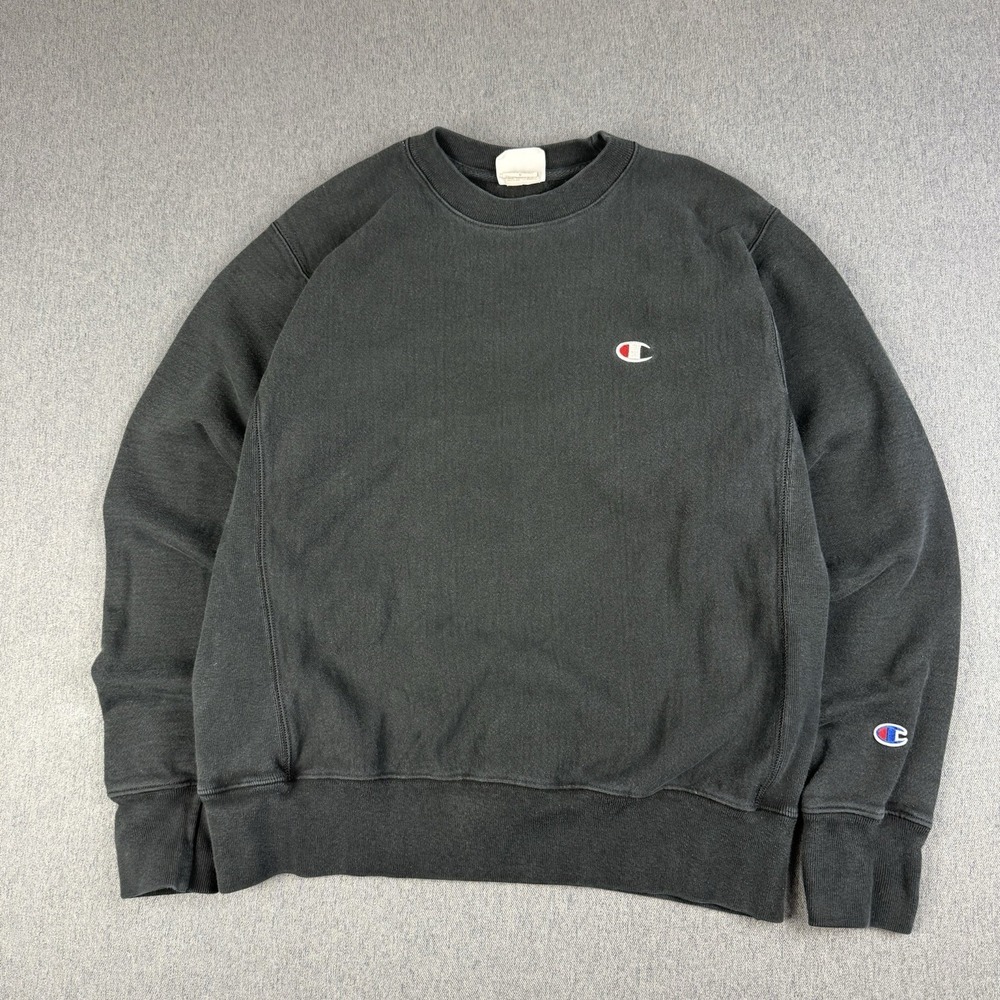 Champion Reverse Weave Sweatshirt Mens Medium Black Crewneck Pullover